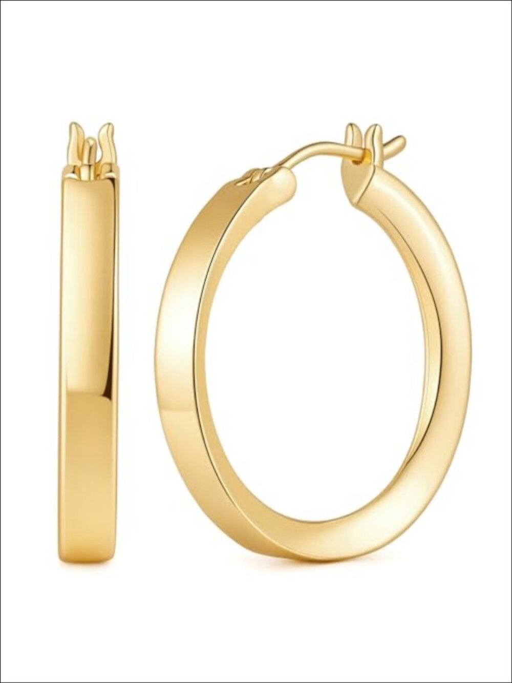 14K Gold Plated Hoop Earrings for Women Latch Back